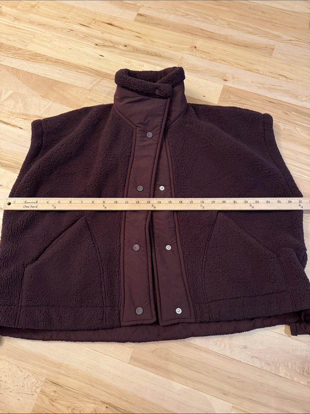 Free People-Scout it Out-Dark Brown Oversized Boxy Fleece Vest-XS - Picture 7 of 9